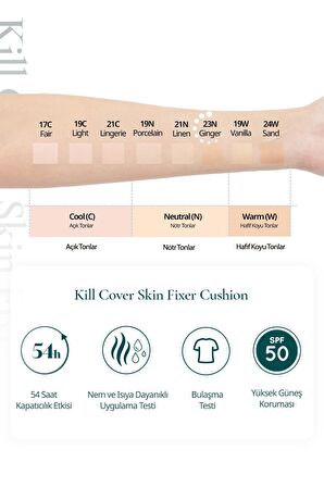 Gün Boyu Kalıcı Mat Cushion Fondöten CLIO Kill Cover Skin Fixer Cushion (23N Ginger) SPF50+ PA+++